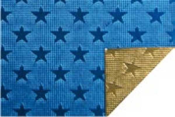 Alu-Doppel-Folie Sternprägung, blau/gold, 50 cm x 10 m