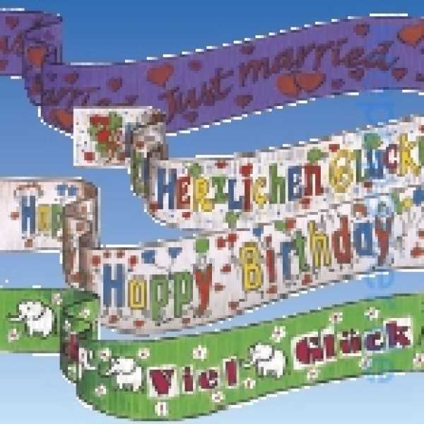 Dekorationsbänder Nachfüllrolle, "Happy Birthday"
