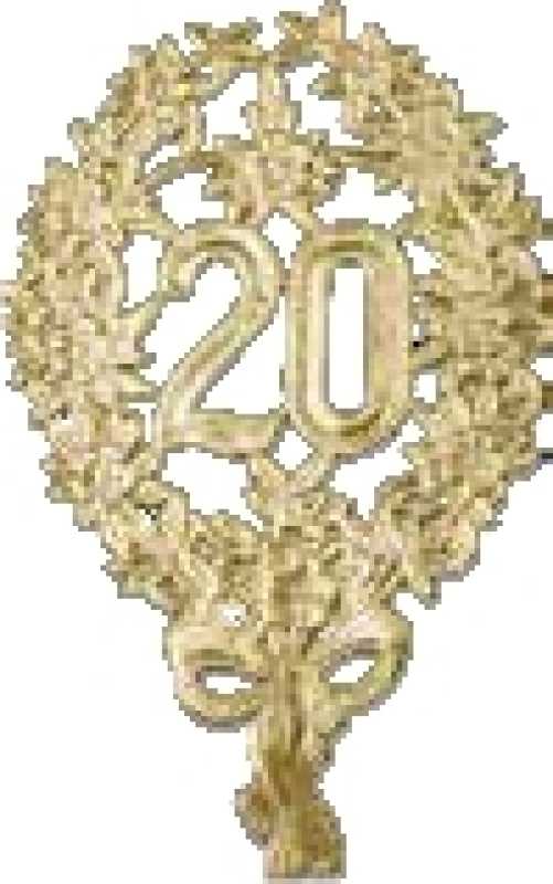 Jubiläumszahl "20" gold 8 x 12 cm