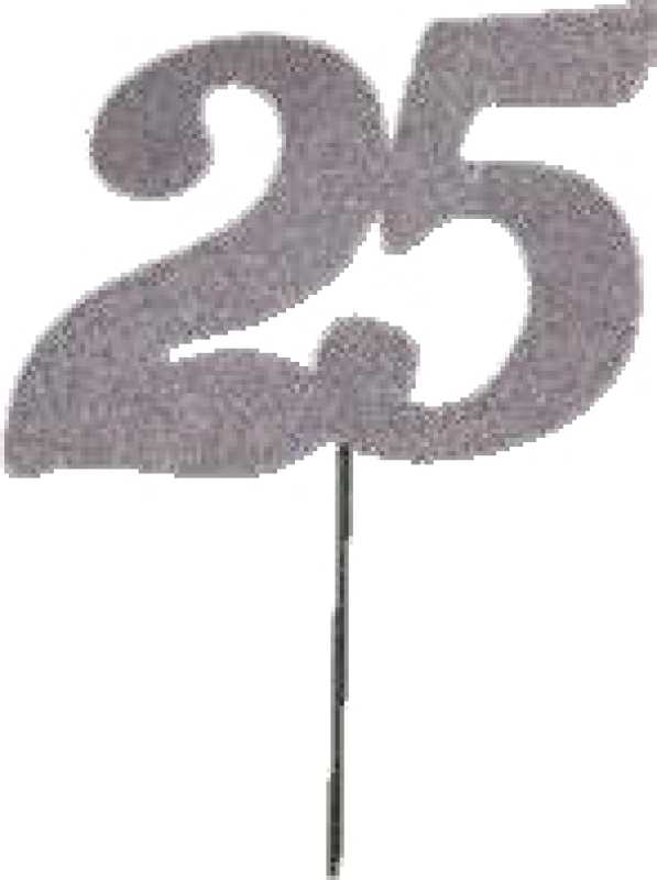 10 x single number 25 silver 6.5 x 9.5 cm