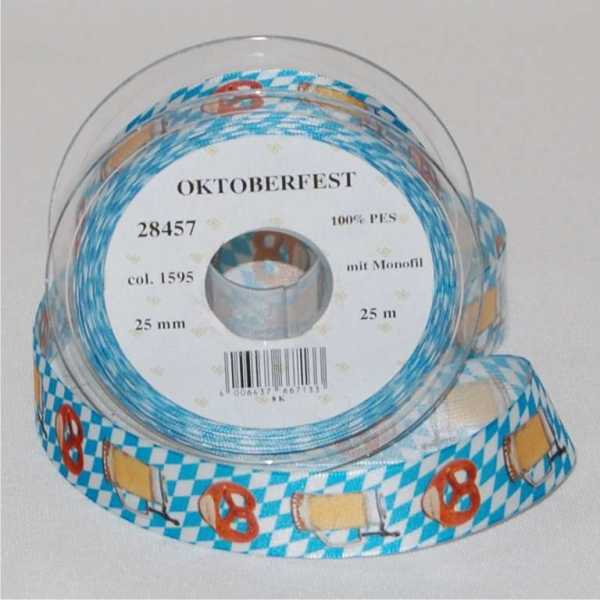 Textilband Oktoberfest, 25 mm breit, 25 m Rolle