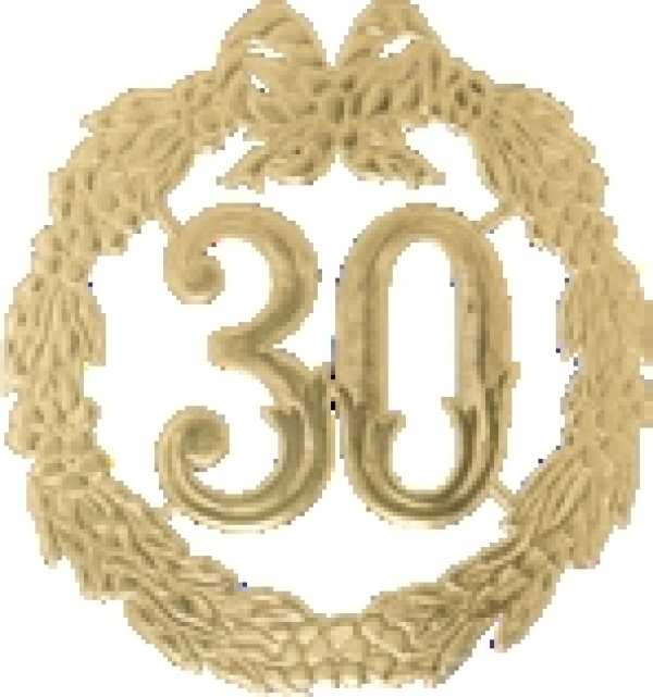 Anniversary Wreath "30", gold, 24 cm Ø