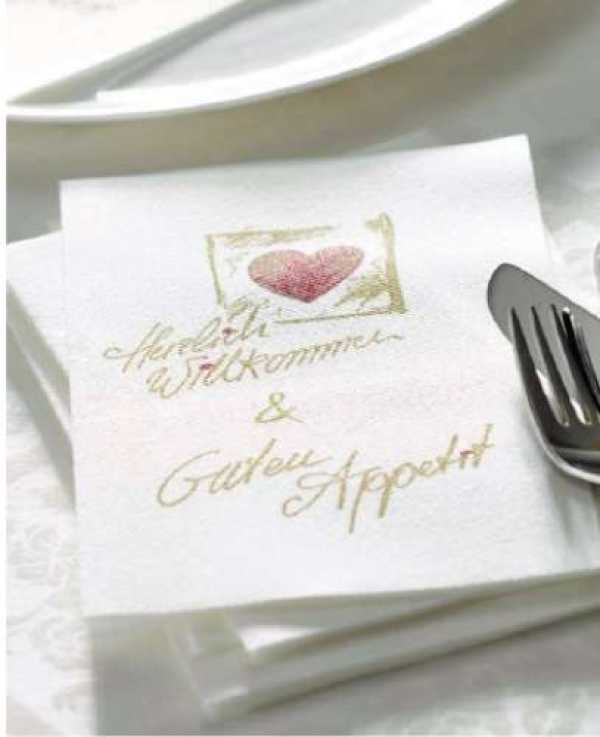 Pocket Napkins, Napkin Bags "Welcome"