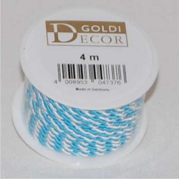 Kordel weiss-blau, 3 mm, 4 m Rolle