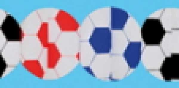 Fußball-Girlande, blau-schwarz-rot, 3 m, 16x16 cm