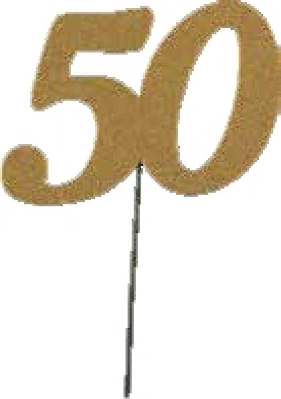 10 x single number 50 gold 6.5 x 9.5 cm
