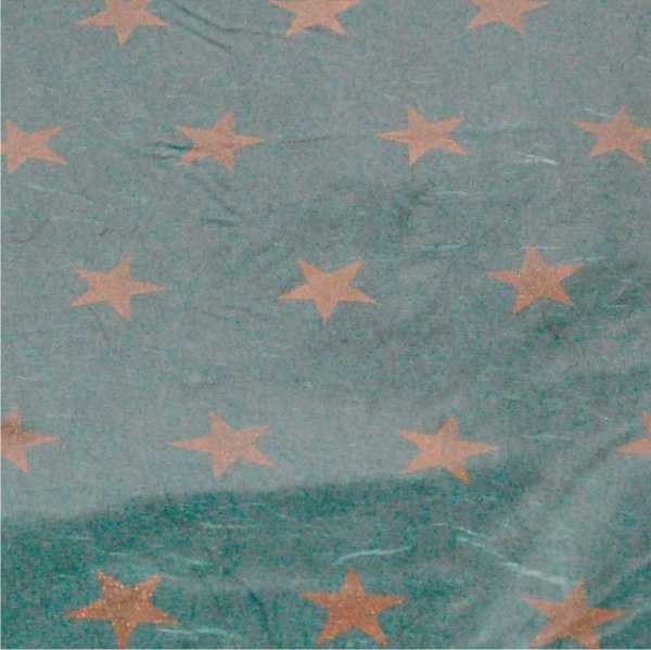 Straw silk print stars, 50 x 70 cm, moss/gold