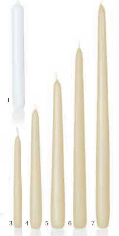 Tapered candles red, high 300 mm, 25 mm diameter, 6-Pack
