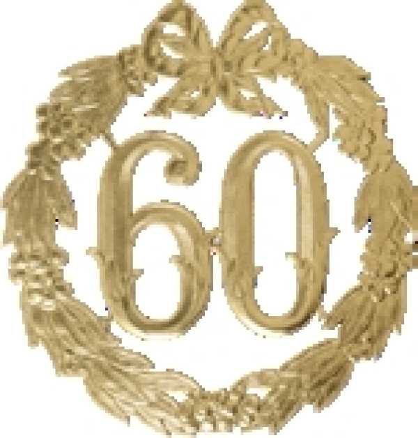 Jubiläumskranz "60", gold, 24 cm