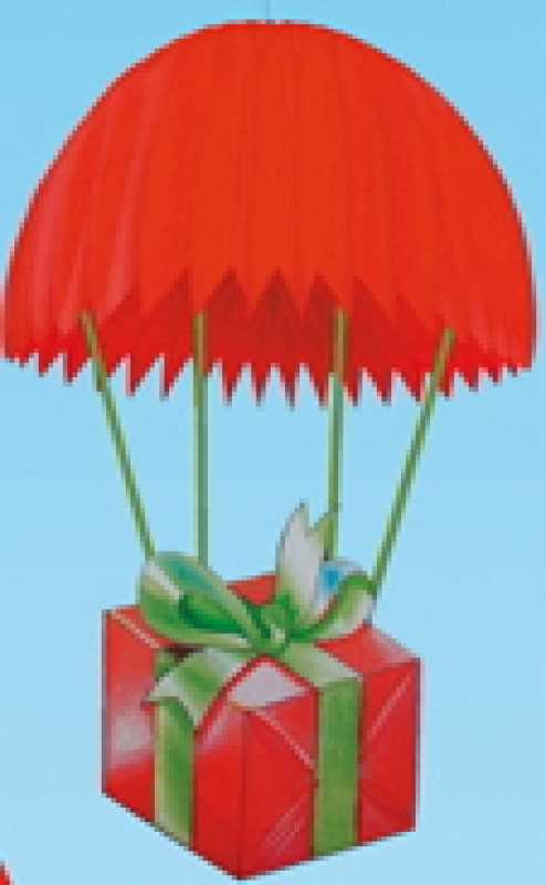 Geschenk mit Fallschirm zum Aufhängen