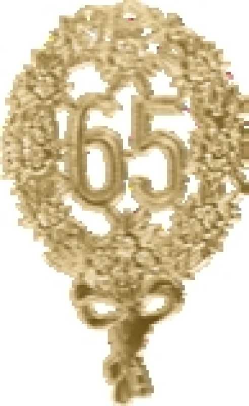 Jubiläumszahl "65" gold 8 x 12 cm