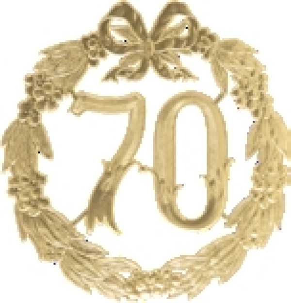 Jubiläumskränze "70", gold, 24 cm Ø