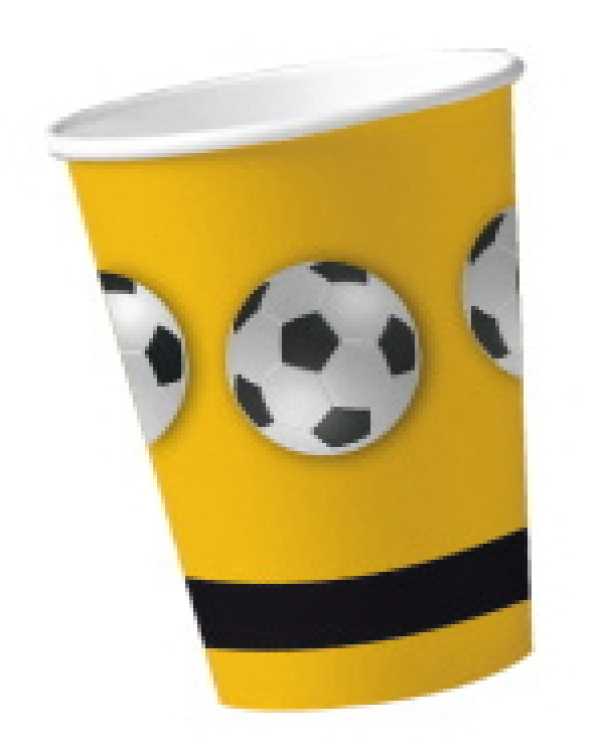 Pappbecher Fussball schwarz/gelb 0,2