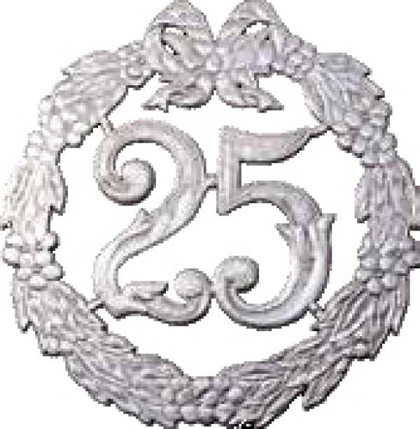 Anniversary Wreath "25", silver, 24 cm Ø