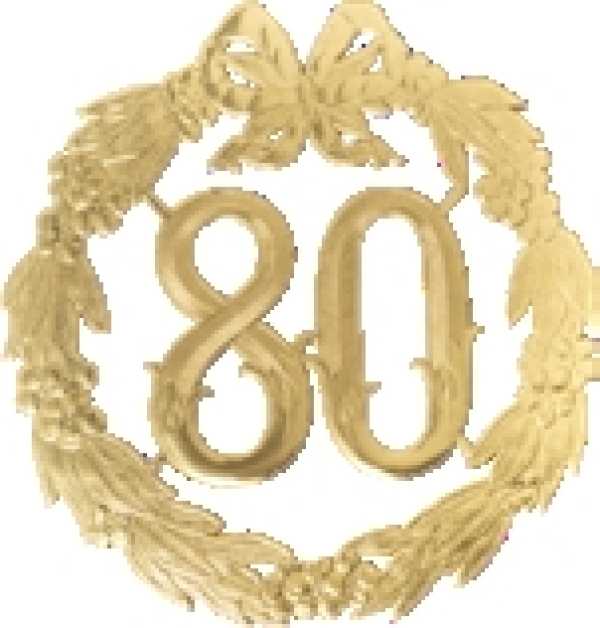 Jubiläumskränze "80", gold, 24 cm Ø