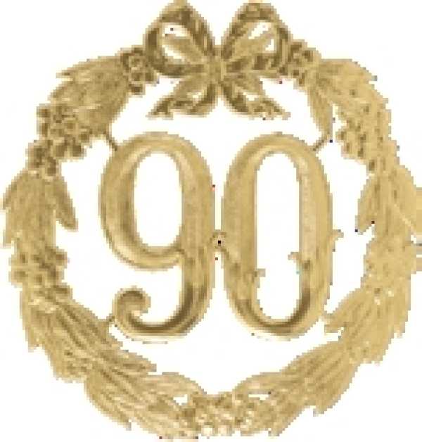 Jubiläumskränze "90", gold, 24 cm Ø