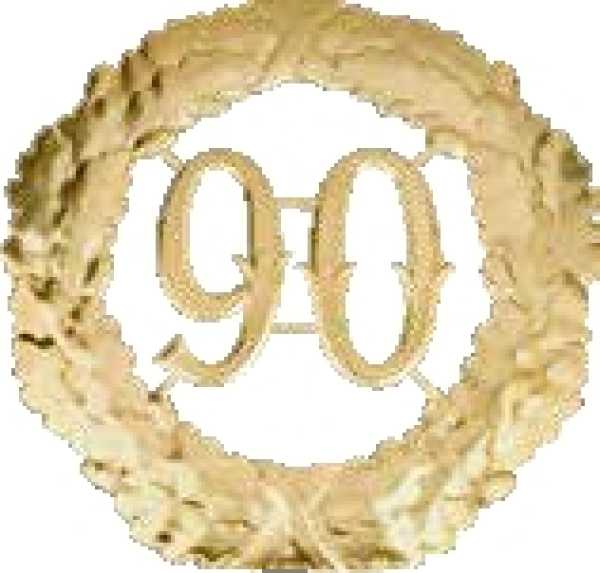 Jubiläumskränze "90", gold, 40 cm Ø