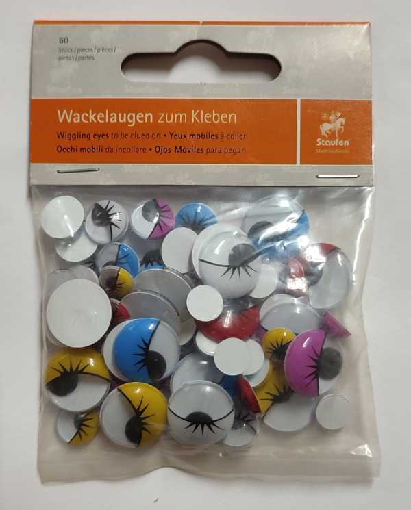 Wackelaugen mit Wimpern, bunt sortiert
