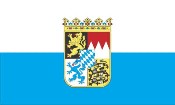 Hiss-Flagge B 2,00 x H 1,20 m,  mit Staats-Wappen, weiss/blau