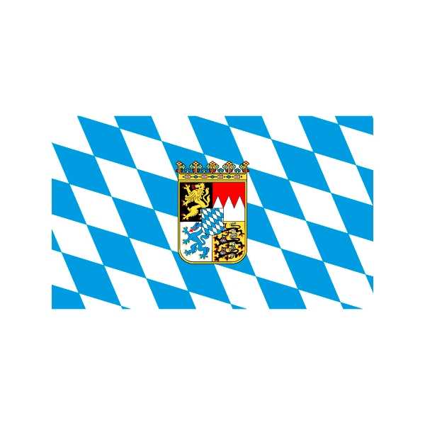 Dekofahne Bayern-Raute mit Staatswappen, 90 x 150 cm