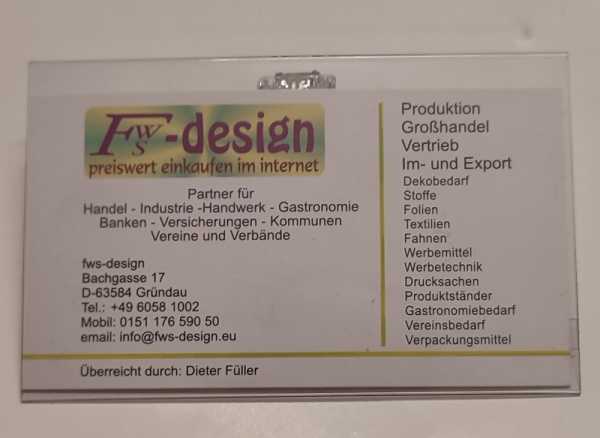 Namensschilder transparent mit Clip, 90 x 55 mm