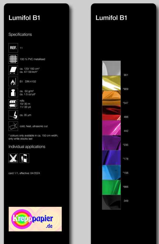 Lumifol Blau B1 150 cm,  30 m, B1
