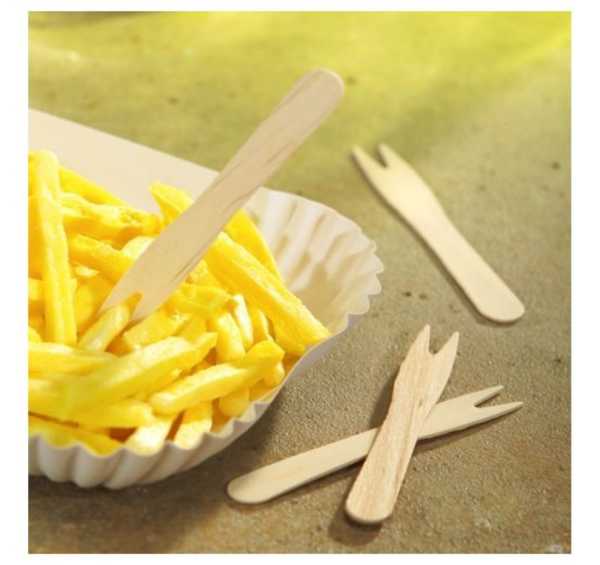 Pommes-Frites-Gabeln, Holz "pure" 8,5 cm