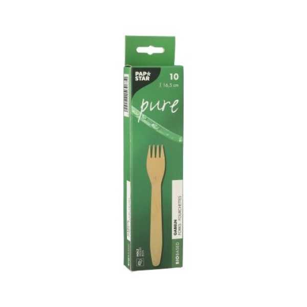 180 Holzgabeln "pure" 16,5 cm natur