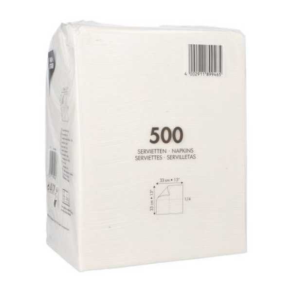 500 Servietten, 1-lagig 1/4-Falz 33 x 33 cm weiss