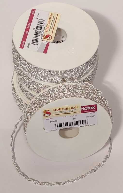Dekorations-Borten weiss/silver, 7 mm, 25 m