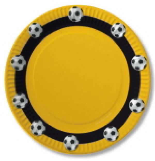 Pappteller Fussball schwarz/gelb 23 cm