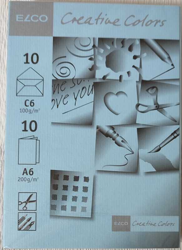 Envelope C6 light blue, 80 g/m², gummed, with folding card A6 and insert, 10 pieces in a pack