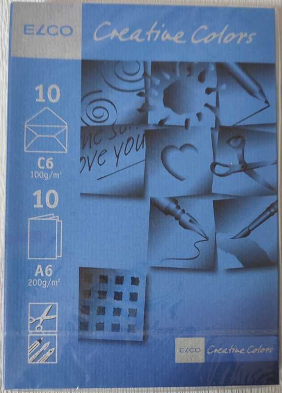 Envelope C6 blue, 80 g/m², gummed, with folding card A6 and insert, 10 pieces in a pack