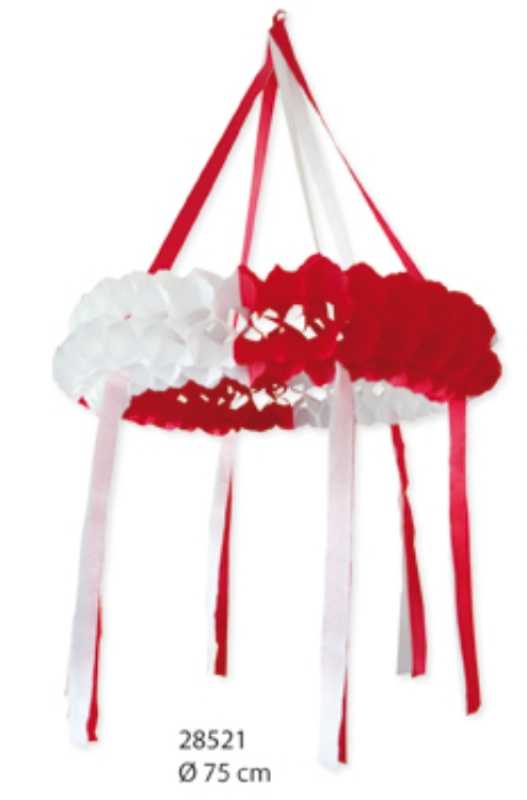 Seidenpapier-Kränze, 75 cm Ø, weiss-rot