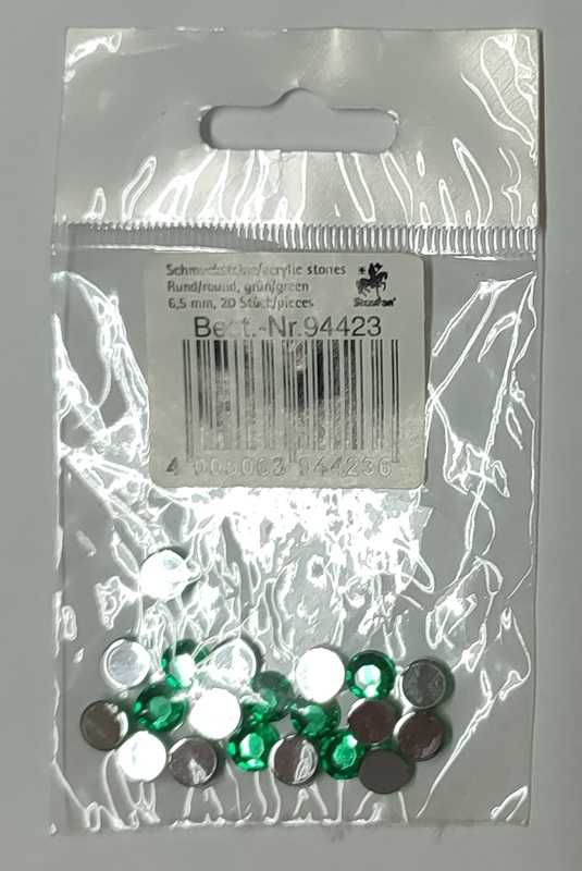 Glitzersteine, rund, grün, 6,5 mm
