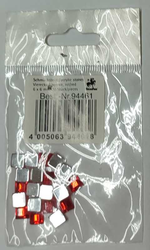 Glitzersteine, viereckig, rot, 6 x 6 mm