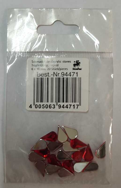 Glitzersteine, Tropfen, rot, 6 x 10 mm