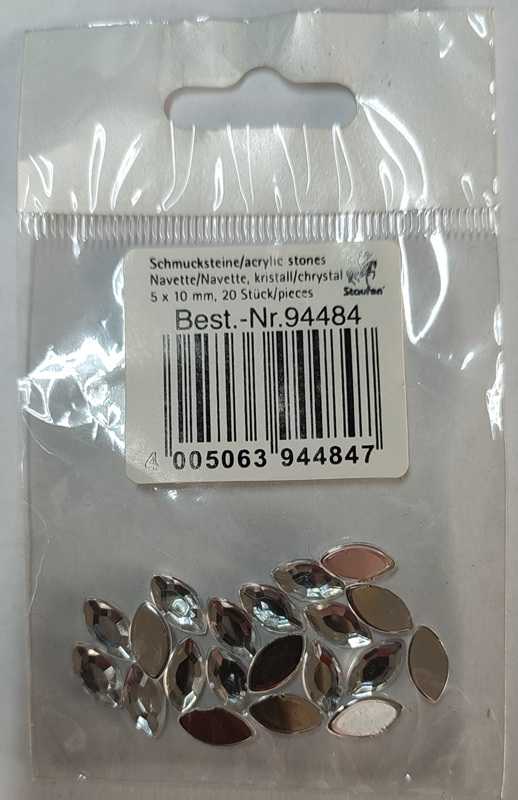 Glitzersteine, Navette, kristall, 5 x 10 mm