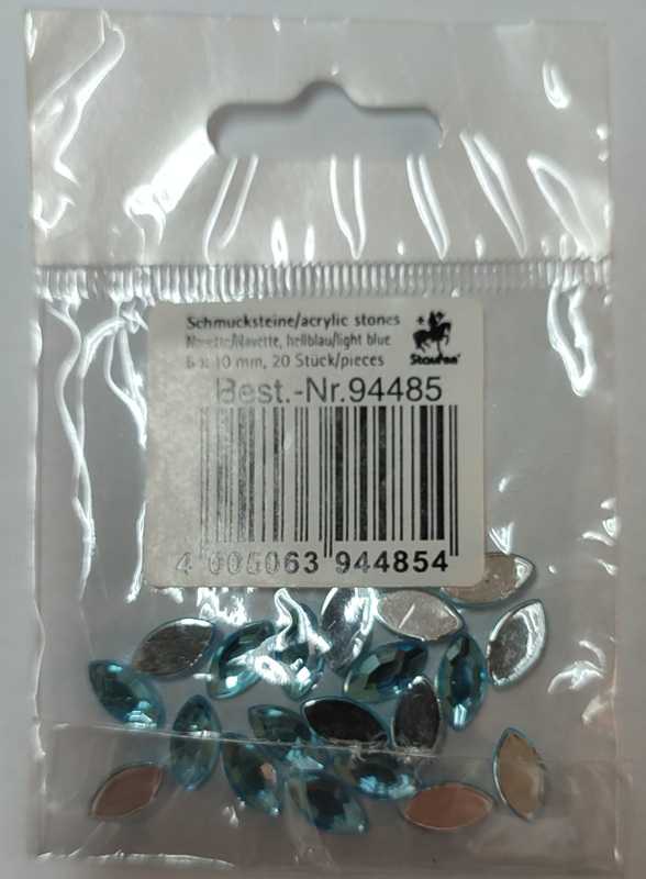 Glitzersteine, Navette, hellblau, 5 x 10 mm