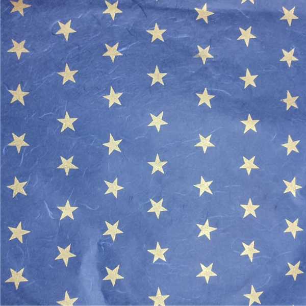 Strohseide Print Sterne, 50 x 70 cm, marine/gold, 10 Bogen
