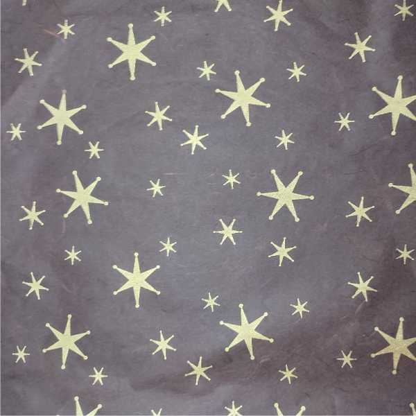 Straw silk golden star, 50 x 70 cm, kakao/gold