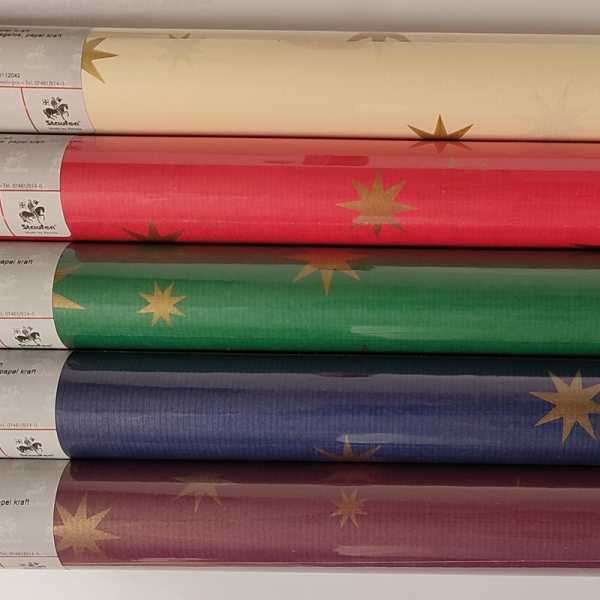 kraft paper rolls, Festivestar gold, 1 x 4 m