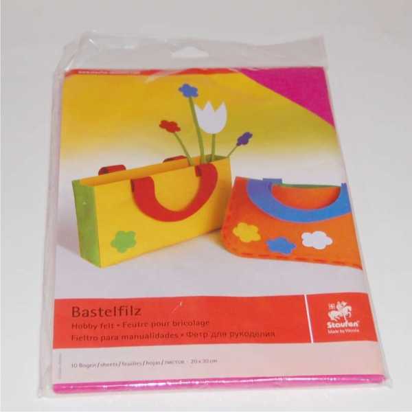Bastelfilz, 10 Bogen, 20 x 30 cm, 1 mm, sortiert
