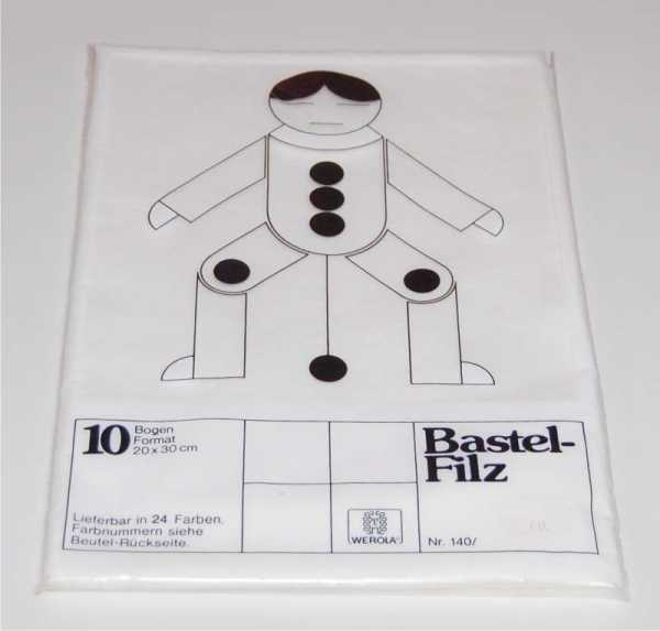Bastelfilz, 10 Bogen, 20 x 30 cm, 1 mm, weiß
