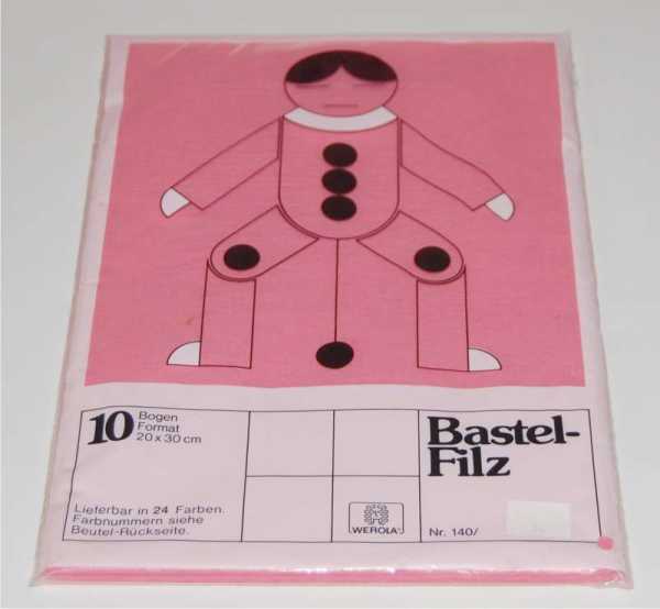 Craft felt, 10 sheets, 20 x 30 cm, 1 mm, rose (pink)