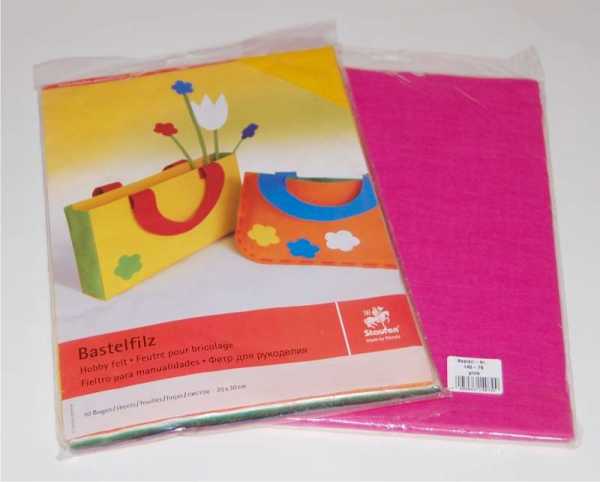 Craft felt, 10 sheets, 20 x 30 cm, 1 mm, pink