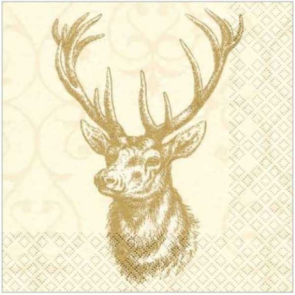 Napkin deer gold, 25 x 25 cm