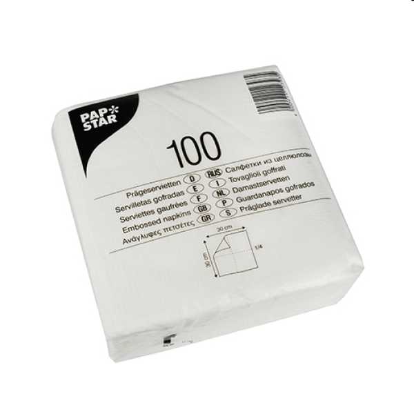 100 Servietten, 1-lagig 1/4-Falz 30 cm x 30 cm weiss