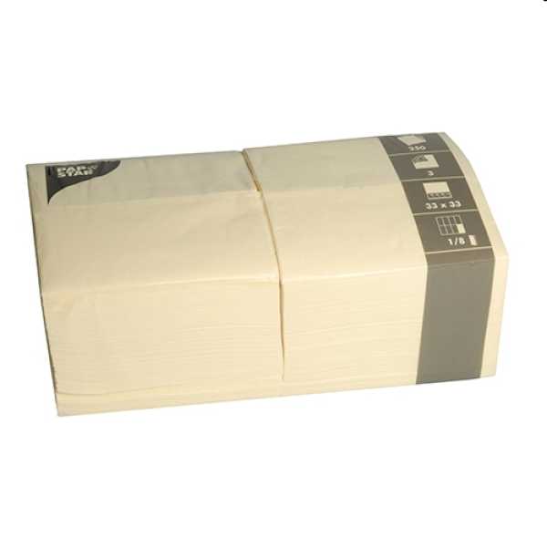 Napkins, 3-ply 1 / 8th-fold 33 cm x 33 cm cream