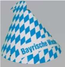 Diamond-shaped hat imprinted with "Bavarian Week"